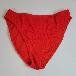 GOOD AMERICAN VIBRANT RED ORANGE RIBBED BIKINI BOTTOM
